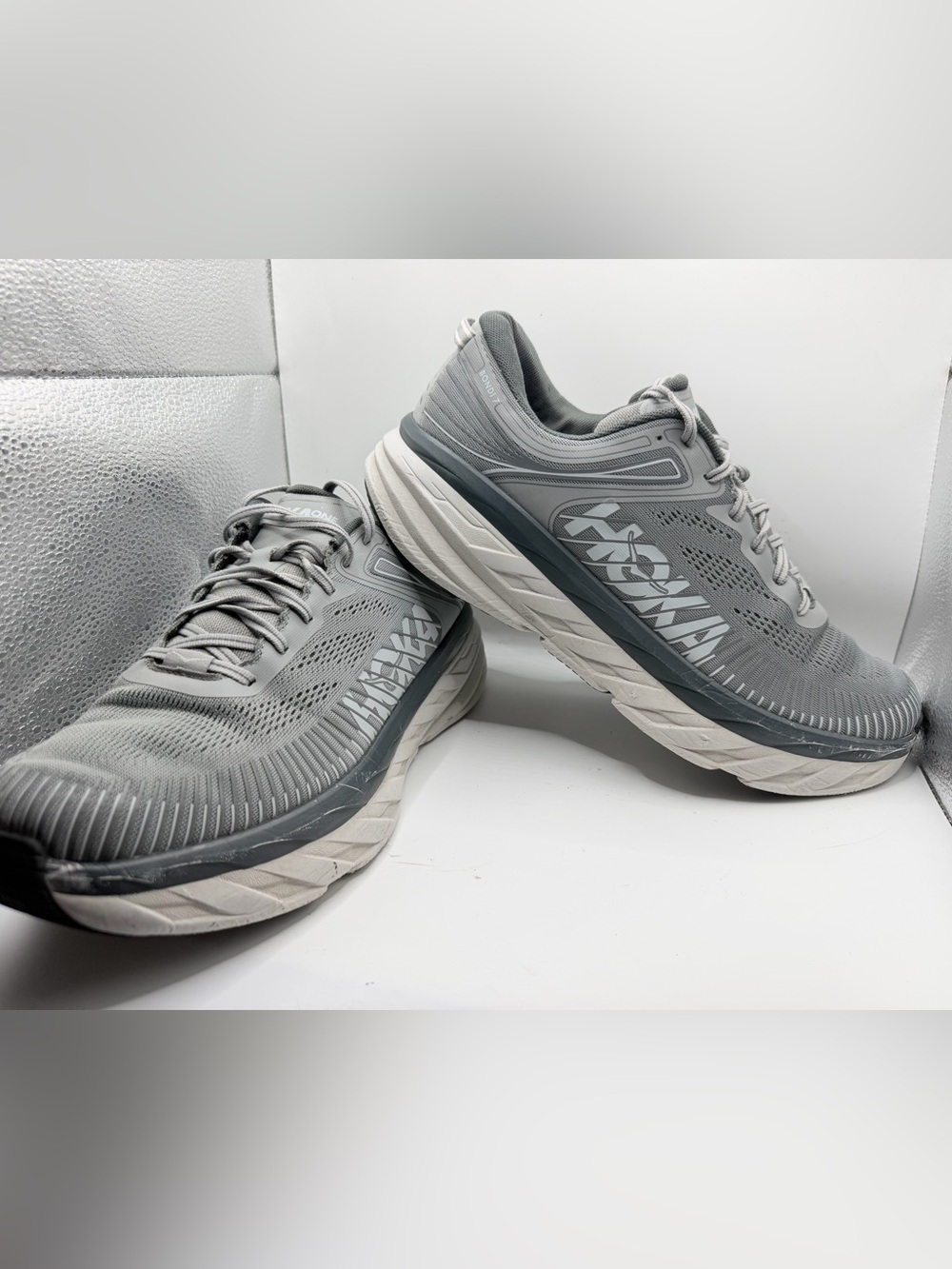 Hoka One One Men's Light Gray and Dark Gray Running Shoes